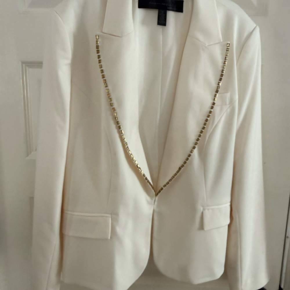 Apostrophe Cream Blazer & Pants with Gold Detailing